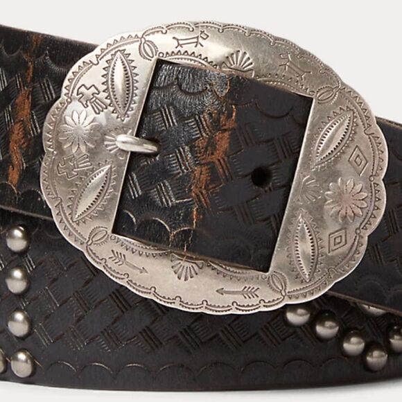 RRL Double RL Silver-tone Brass Concho Buckle - Picture 4 of 16